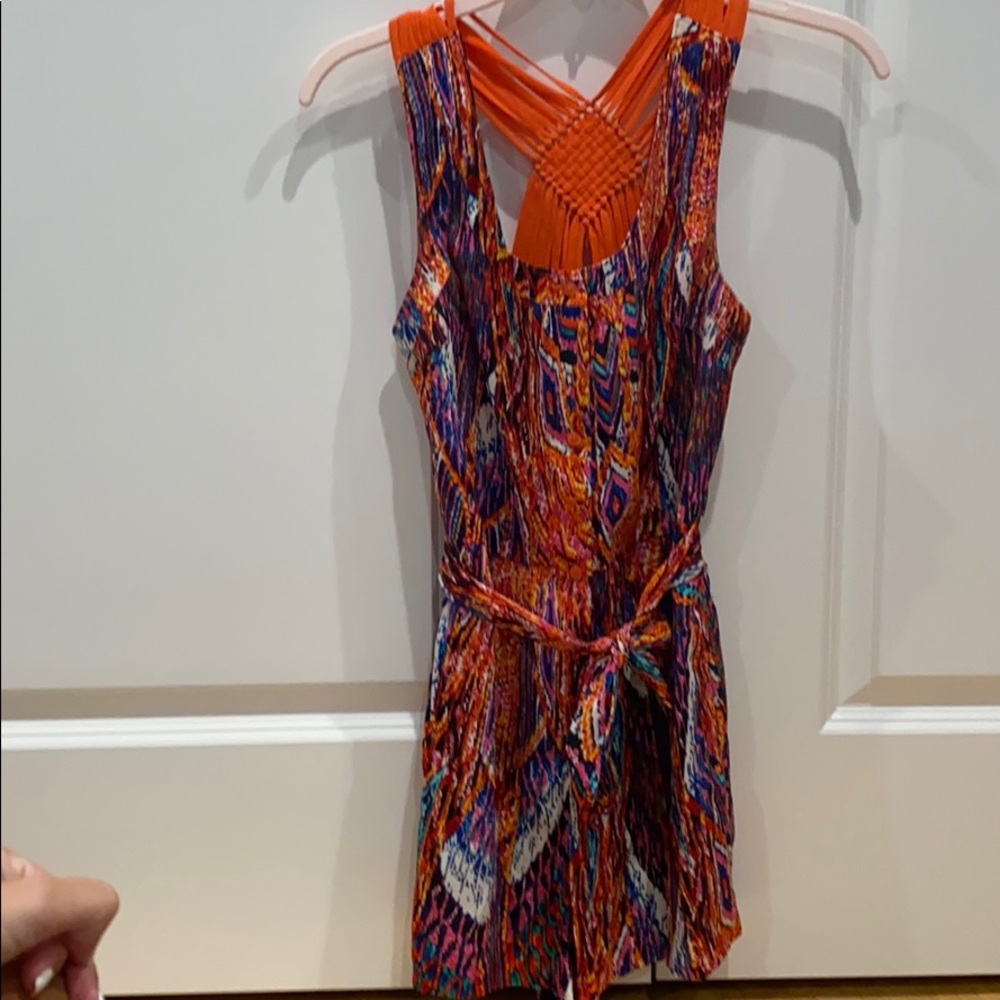 Bebe size 00 multicolor romper (worn once)